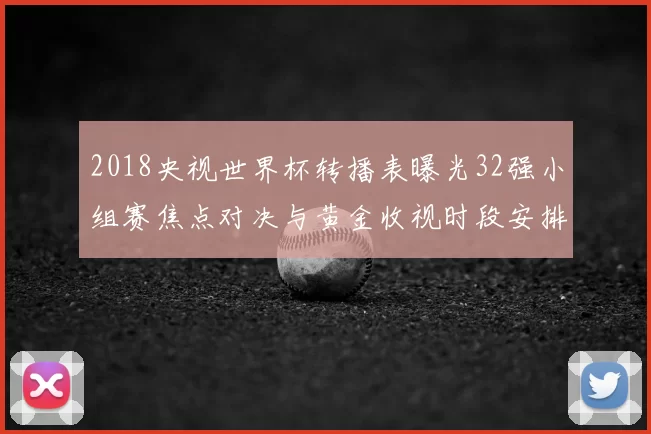 2018央视世界杯转播表曝光32强小组赛焦点对决与黄金收视时段安排